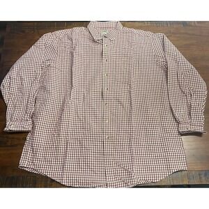 Vintage LL Bean‎ Shirt Men's 2XL Tall Purple Tan Check Button Cotton Long Sleeve